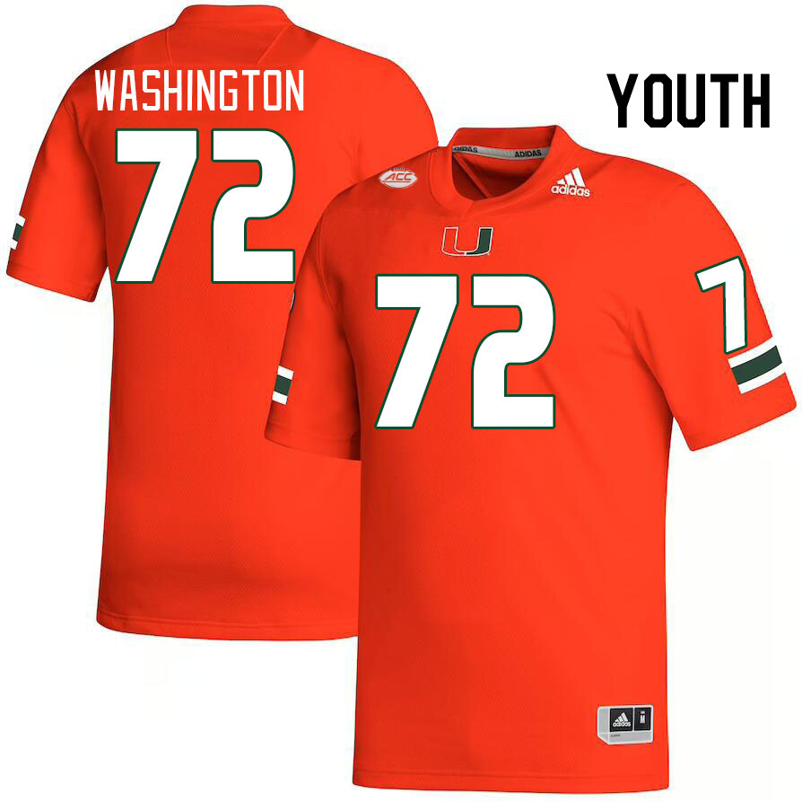 Youth #72 Chris Washington Miami Hurricanes College Football Jerseys Stitched-Orange